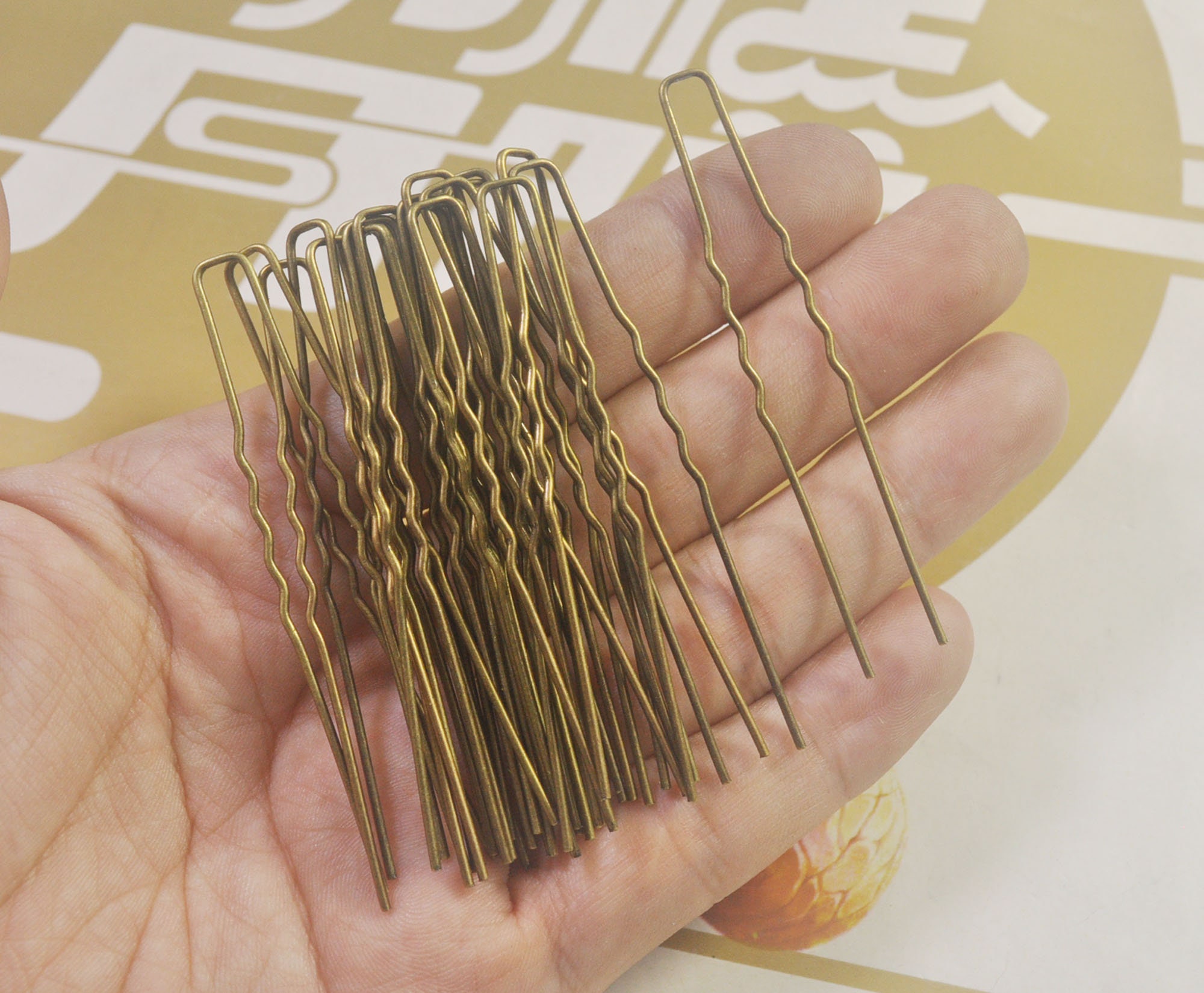 Gold U Hair Pin--50 PC Gold Metal Hair Pins (nickel and lead free)  64mm,Metal Hair Pins for Bridal Hair Pieces and Fascinators.