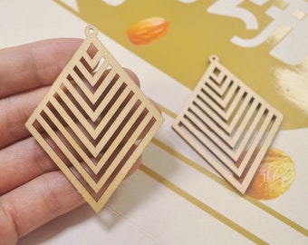 8Pcs wood Rhombus earring pendants,Natural wooden drop pendant ,Jewelry necklace pendant supply, 70x51mm