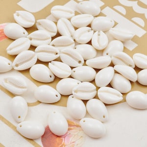 100Pcs Cowrie Shell Bead Pendant,Acrylic Seashell loose with One Hole,Bulk shell Cowrie Shell loose for jewelry & Craft,18x12mm