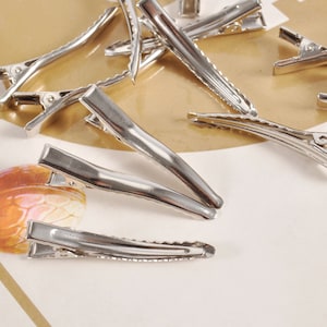 10/20/30/40/50Pcs Silver Plated Alligator Clips, Hair Accessory Blanks, Hair Clips, Jewelry Supplies, 44mm long