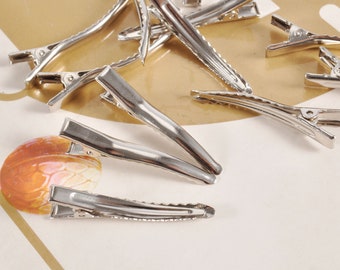 10/20/30/40/50Pcs Silver Plated Alligator Clips, Hair Accessory Blanks, Hair Clips, Jewelry Supplies, 44mm long