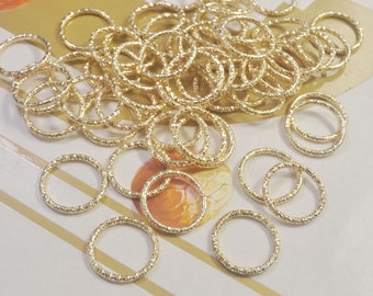 Textured Jump ring,Iron Open Jump rings,50Pcs 18mm KC Gold Plated Jump Rings