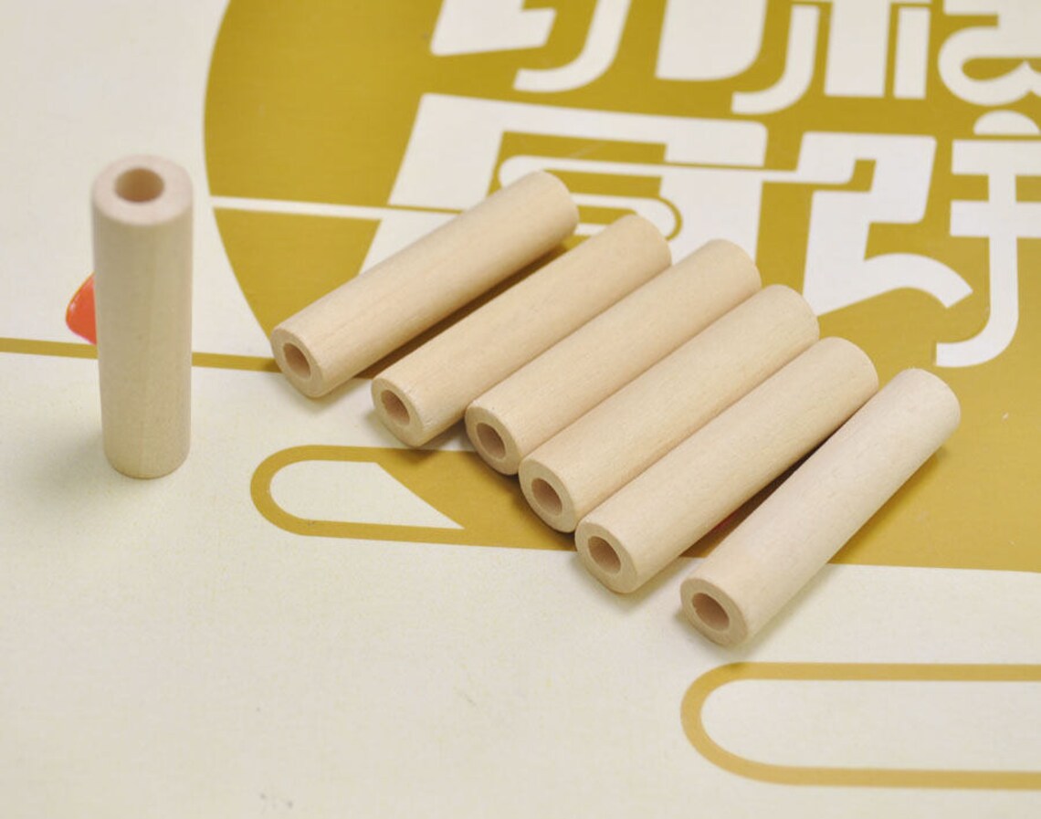 15pcs Unfinished Natural Wood Tube Bead Wooden Tube Etsy