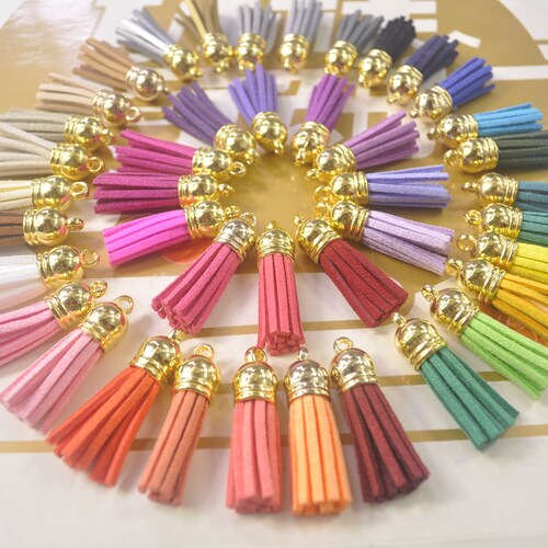 Faux Suede Tassels Gold Top 50pcs faux Leather Tassels Etsy