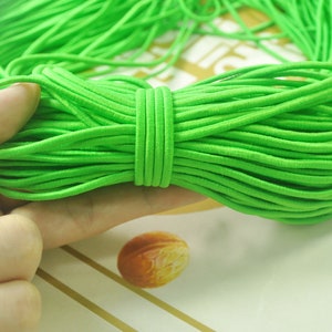 5 meters 2.5mm round elastic cord,Green Stretch cord, stretch elastic string,Beading Cord,DYI masks, jewellery,Nylon wrapped Rubber.