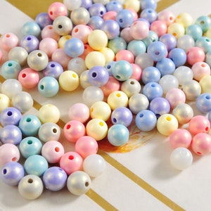 8mm Colorful Beads,100 Round Acrylic Beads,Bubblegum Beads,Spacer Beads,Bracelet Beads for Making Bracelet Earring Jewelry Findings Supplies