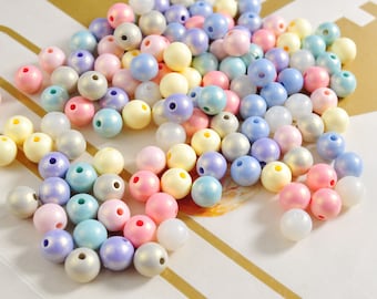 8mm Colorful Beads,100 Round Acrylic Beads,Bubblegum Beads,Spacer Beads,Bracelet Beads for Making Bracelet Earring Jewelry Findings Supplies