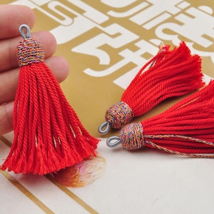 Hoge kwaliteit kwasten gemengd katoenen koordbinding, rode katoenen kwastjes van 7 cm, grote dikke kwasten, boho-kwasten, kwastjes oorbellen/kettingen, kwastjes oorbellen/kettingen
