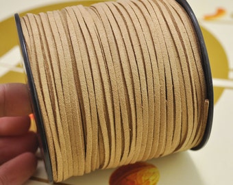 20yard 2.5mm Flat Faux Suede Leather Cord,light khaki Leather String Cord,Faux Suede Lace,Vegan Suede Cord,bracelet/necklace cord Supplies