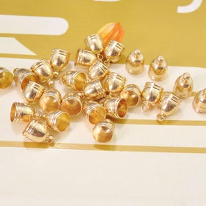 25 Pcs End Cap,Top Cap,KC Gold Cord End Tip,Bead Caps,Leather Cord End Caps 9x13mm