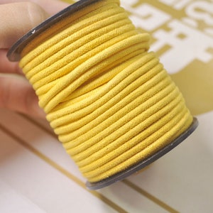 Cordões redondos de couro de camurça falsa, 5 jardas 3mm, cordão de couro amarelo, renda de camurça falsa, cabo de camurça vegana, pulseira/colar, suprimentos