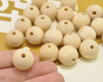 Wood beads,18mm Round Natural Unfinished Wooden Beads,DIY Beads - 100 pieces - wholesale beads