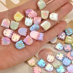 AB Color Ghost Beads,Halloween Ghost,Acrylic Ghost Shaped Beads，Ghost,Kids beads Trick or Treat Earrings,Bracelets,necklace and Pen supply