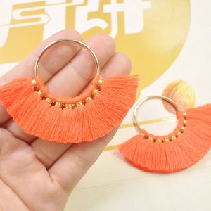 2Pcs/4pcs/6pcs/10pcs Fan Tassels on Brass Findings/Orange Red nappe/orecchini pendenti/orecchini nappa charm/nappa di cotone - 55mm --VC45 #