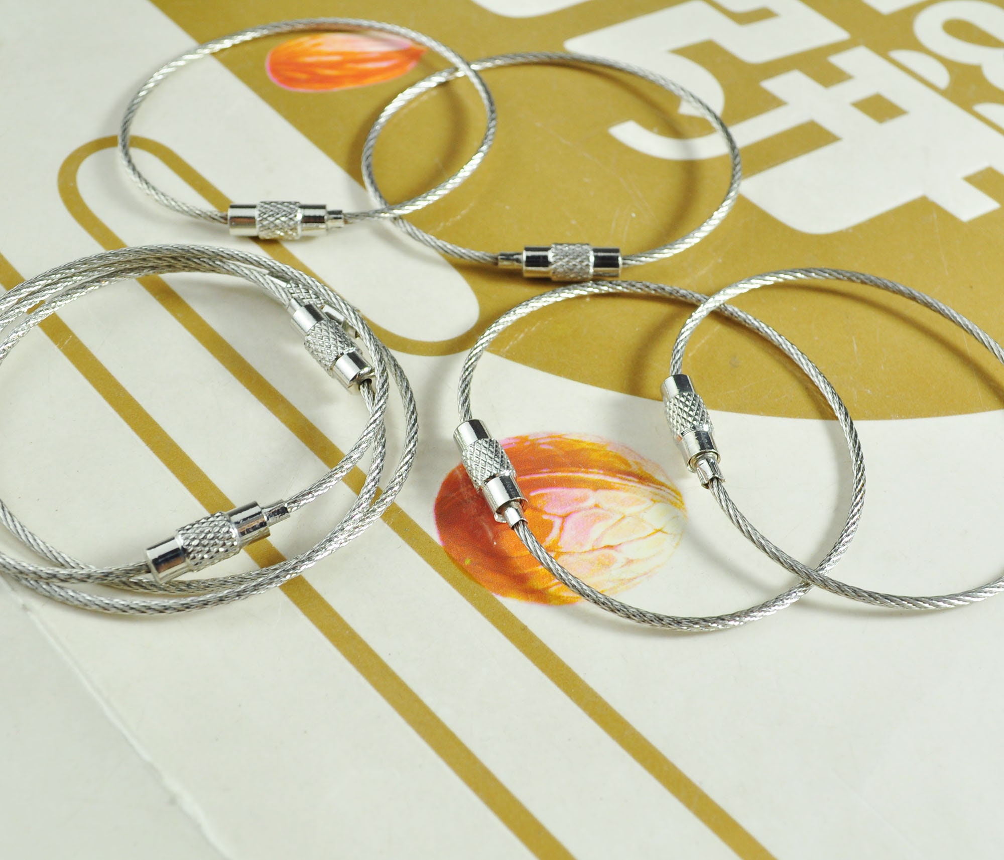 20pcs Silver Keyring,wire Keychain, Cable Stainless Steel, Cable Key ...