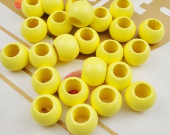 Wholesale Light Yellow Natural Wood Round Loose Beads,20/50 Round Wooden Beads Eco-Friendly 20mm Beads,10mm Hole,Jewelry DIY Wood Crafts