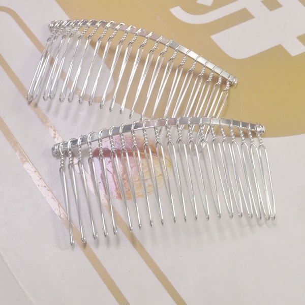 4,6,10,30,50Pcs Silver Plated Wire Metal Hair Combs,Metal veil comb,Hair Combs with 20 Teeth,Hair Comb Blank，DIY Hair Accessory,75x37mm