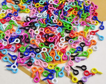 100/200/300 unidades de alfileres de ojo pequeños de colores surtidos, ganchos, ojales con rosca para joyería (4 mm)