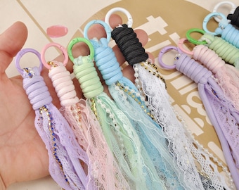 Rope&Lace Purese Charm,Bag Keychain Accessories，Paracord Charm ，Rope Bag Charms For Purse,Purse Hanging Ornament，Handmade Keychain，Bag Charm