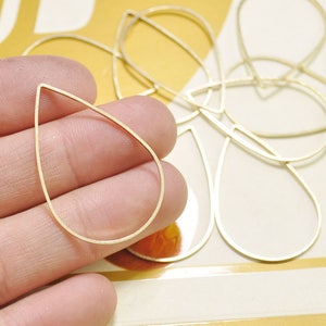 30Pcs Raw Brass Drop Pendant Charms,Tear  Drop Connector,39x25mm - D53925