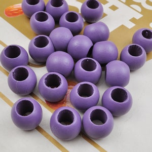 Wholesale Purple Natural Wood Round Loose Beads,20/50 Round Wooden Beads Eco-Friendly 20mm Beads,10mm Hole,Jewelry DIY Wood Crafts