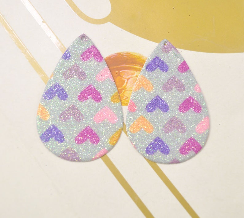 VC4375# 8Pcs Gray shiny Leather Teardrop shape,Heart Teardrop Earring Supplies,Faux Leather Die Cut Teardrop,DIY Earring-56x36mm