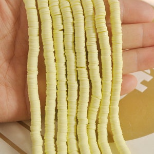 Polymer clay beads,6mm Light Yellow Round shaped beads,African Vinyl Disc Bead,jewelry beads bracelet beads,Heishi Beads,16 inch strand,56#