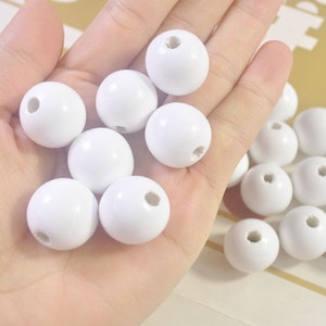 50Pcs White Wooden Beads,20mm Round Wood beads,DIY Necklace Bracelet Jewelry Making,wood craft,Make jewellery for selling
