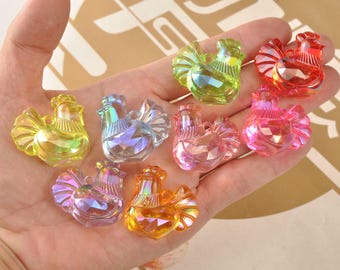 5/10 Acrylic Chicken Shape Pendant Charms,Mix AB ColorChicken hen for Acrylic Animal Kid Bead Phone Bag Necklace Keychains Making DIY Craft