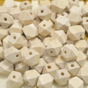 14 Hedron Geometric Figure Wood Beads,50pcs 20mm Coffee Geometric Faceted  Cube Wooden Beads,wood Beads for Crafts Jewelry FF3824 