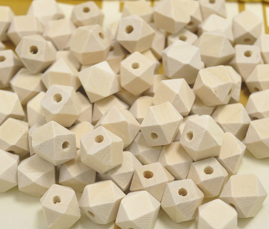 Perline di Legno Geometriche, 50 Pezzi 20 Mm Perline