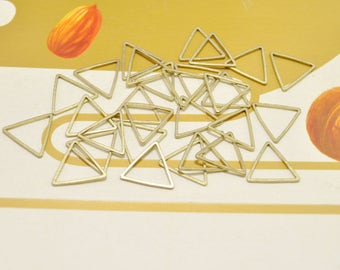 Charme de Triangle en laiton, Triangle en laiton brut 25pcs bague breloques, Triangle Connectors(15mm) - D5S15