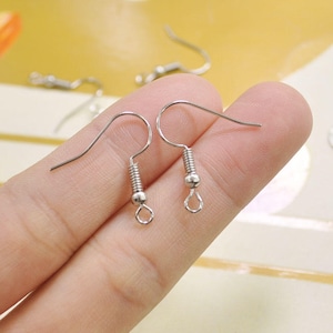 Earring Hooks, 200pcs Nickel Tone Earwire Ball and Coil Findings,Fish Hook Earring Wires, 19mm