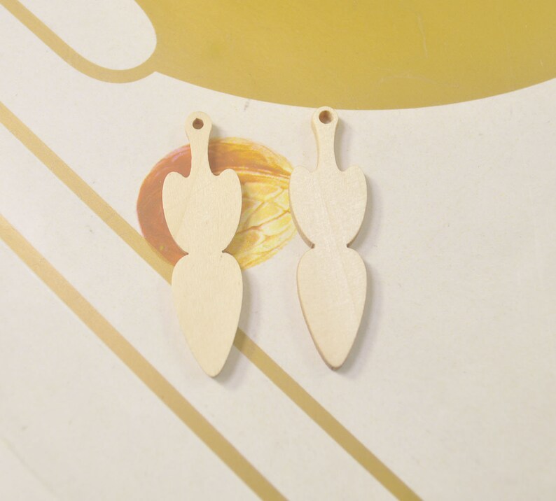 45x13mm 12Pcs,DIY Unfinished Laser Cut Wood Pendant,Natural Wood Earrings Blanks,Natural Wood Jewelry Wood Shapes,Long wood Drop Shape