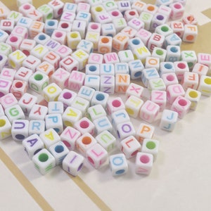 White Tiny Cube Beads,6mm Acrylic alphabet letter Pendants, Acrylic or Resin Beads,Mixed Color beads,150 pcs set