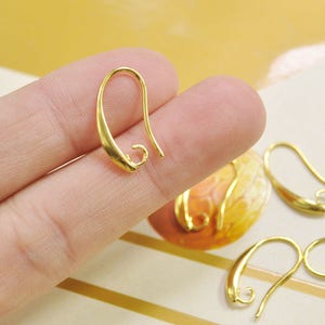 Earwires, 16pcs Earring Wires,Gold Plated Brass Earring Hooks Findings,Ear Wires,Fish Hooks, 18mm