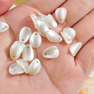ABS Pearl White Beads,12x8mm Leaf Beads, Leaf Pendant,Flower Beads Pendant,Acrylic Beads,Jewelry Supply,100/200 pcs set