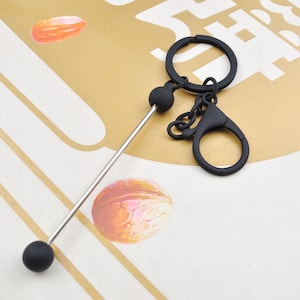 1Pcs/5Pcs Black Beadable Key Ring，Colorful Beadable Keychain Bar Beadable Blanks,Length 157mm