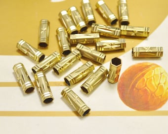 20Pcs Raw Brass Tube Beads , 15mm Long Square Tube Beads,Hexagon Tube beads (D5PT00038)
