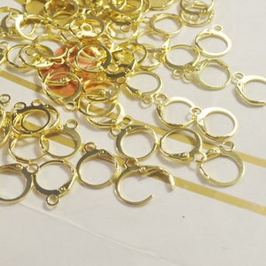50Pcs Gold Plated French Hoop Earrings, Brass French Earring, DIY Earrings Accessories, Jewellery Making Findings, 12x15mm