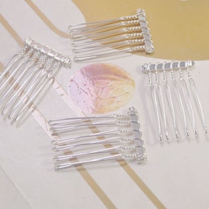 4,6,10,30,50Pcs Silver Plated Wire Metal Hair Combs,Hair Combs with 6 Teeth,Hair Comb Blank,DIY Hair Accessory,25x37mm