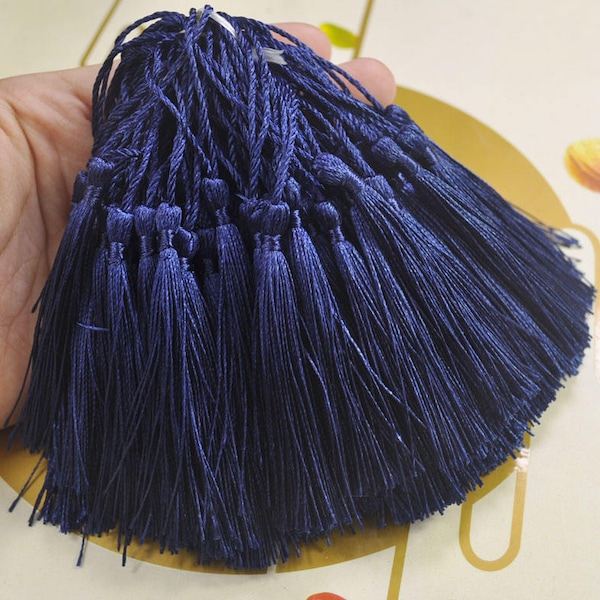10Pcs Navy blue silk tassels,3 inch silky Mini Tassels,Hand Made Silk Thread Tassels,tassel charm pendant,Tassel supply,Wholesale--VC40#