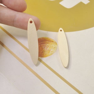12Pcs,DIY Unfinished Laser Cut Wood Pendant,Natural Wood Earrings Blanks,Natural Wood Jewelry, Wood Shapes,Long Wood Oval Shape - 46x9mm