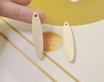 12 pezzi, ciondolo in legno tagliato al laser non finito fai da te, orecchini in legno naturale, gioielli in legno naturale, forme in legno, forma ovale lunga in legno - 46 x 9 mm