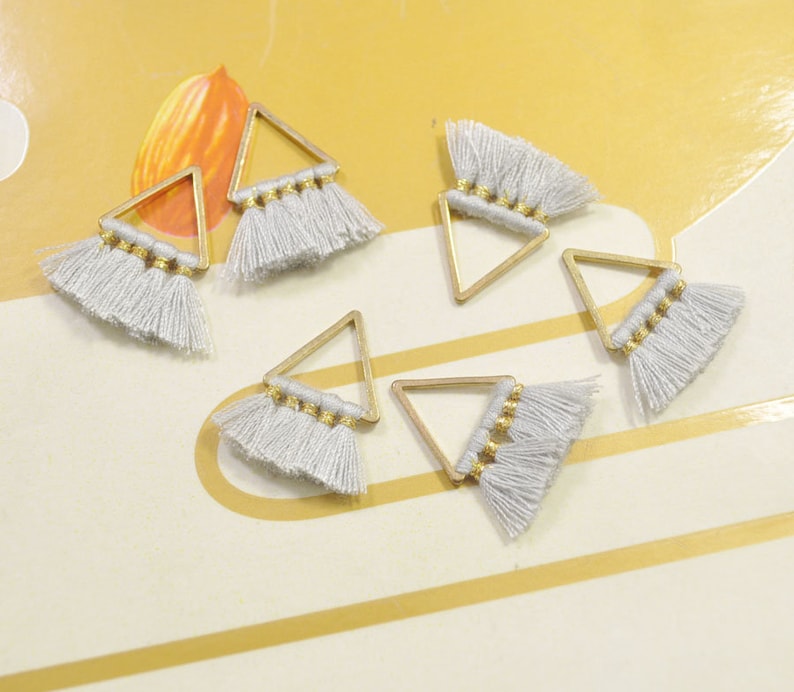 VC11# 6 Pieces Fashion Jewelry Making Supply Ligth Gray Tassel,cotton tassel,triangle tassel pendant,earring tassels