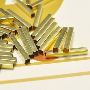 Perline tubo ottone - 50Pcs Tubi quadrati in ottone grezzo - Perline tubo rettangolo (30x4mm) D5430 #