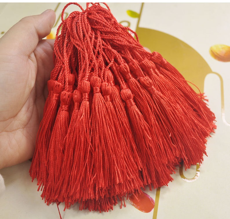 100Pcs Red silk tassels,3 inch silky Mini Tassels,Hand Made Silk Thread Tassels,tassel charm pendant,Tassel supply,Wholesale--VC1#