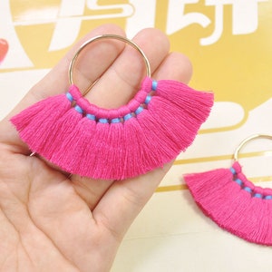 2Pcs/4pcs/6pcs/10pcs Fan Tassels on Brass Findings/Rose red nappa/orecchini pendenti/orecchini nappa charm/nappa di cotone - 55mm --VC133 #