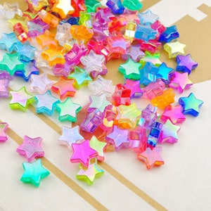 150Pcs AB Color Star beads,Plastic Colorful Star beads,Transparent Acrylic Star Spacer Beads,11mm