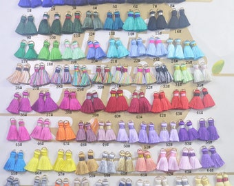 Mini Tassels Charm,20mm Silk Tassels with Gold Plated Ring ,10 Pcs of Tassel Pendants,Small silk Tassel for Jewelry Making,Wholesale tassels